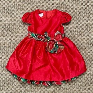 Bonnie Baby Christmas Holiday Baby Toddler Dress Red and Green Plaid 18m